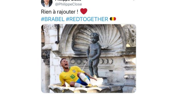 Prefeito de Bruxelas cria polêmica ao postar imagem de estátua belga famosa urinando em Neymar