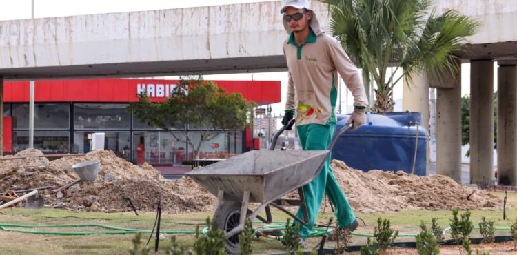 Com projeto paisagístico, prefeitura recupera rotatória do Viaduto dos Barranqueiros