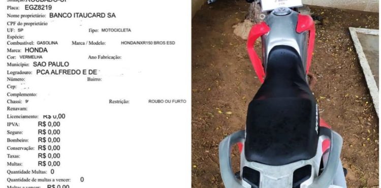 Policiais prendem homem na área irrigada com moto roubada do Estado de São Paulo