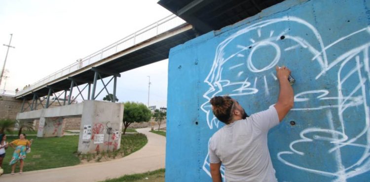 Intervenção artística começa a colorir pilares do Parque Fluvial de Juazeiro