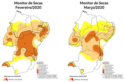 Monitor de Secas aponta fim das áreas com seca grave em Pernambuco em março