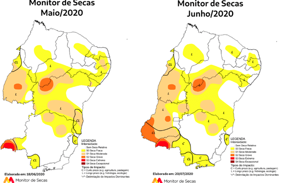 Monitor de Secas aponta melhor situação da seca em Pernambuco desde julho de 2014