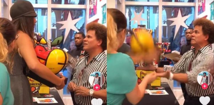 Mulher quebra obra de Romero Britto na frente do artista; vídeo viraliza nas redes