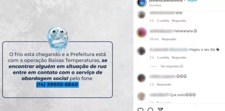 Prefeitura viraliza com publicação sobre ‘banho facultativo’ por conta do frio no interior de SP